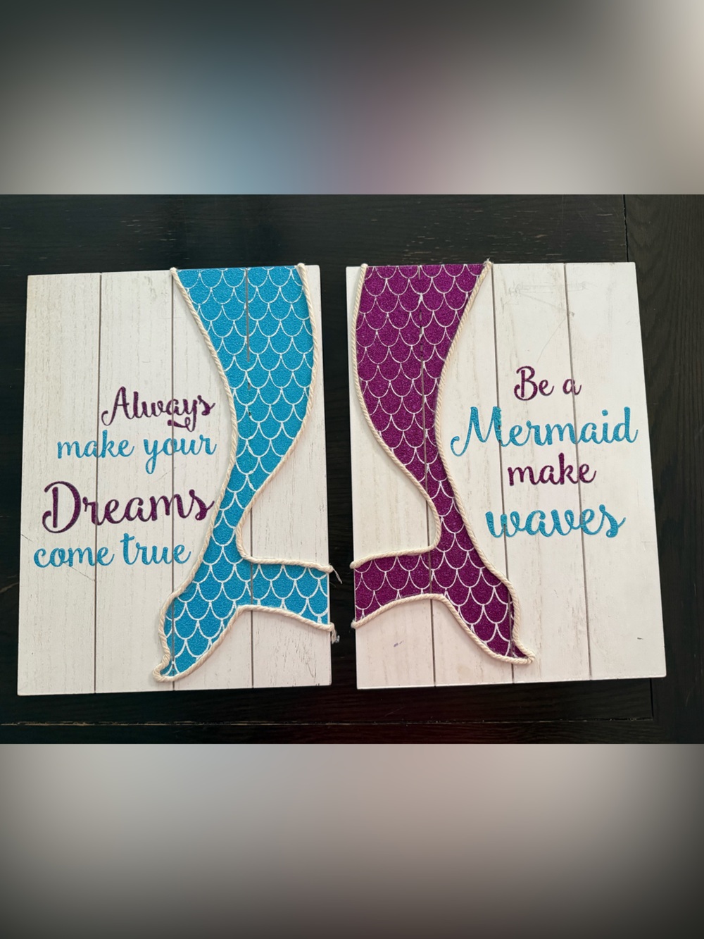 Mermaid Tail Wall Plaques - Turquoise & Purple